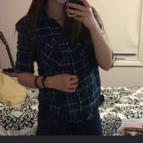 Green plaid button down - Picture 3 of 3